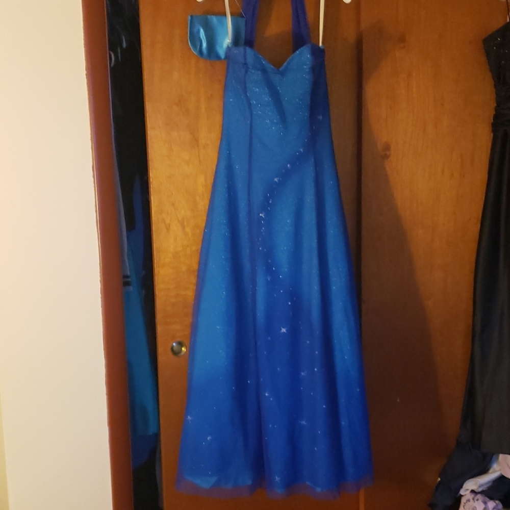 Blue Starry Beaded Ballgown